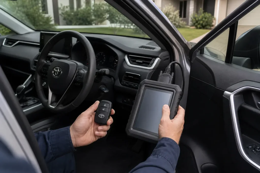 Automotive car key replacement by a mobile auto and motorcycle locksmith in Werribee