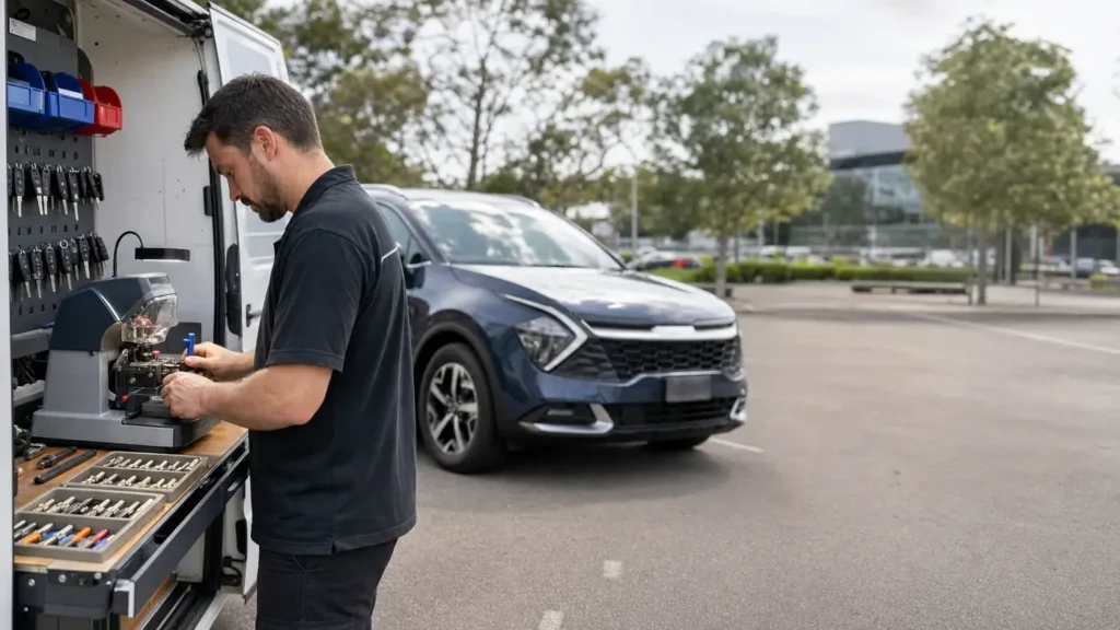 Automotive mobile key cutting by a mobile auto and motorcycle locksmith in Werribee