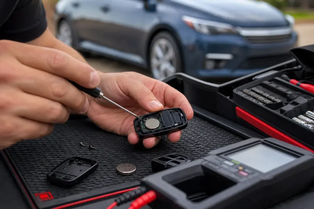 Replacing the battery inside a remote car key fob