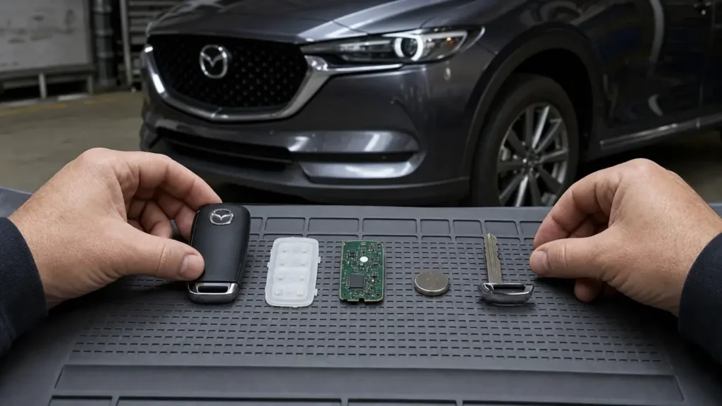 Car key fob component inspection by a mobile auto and motorcycle locksmith in Werribee