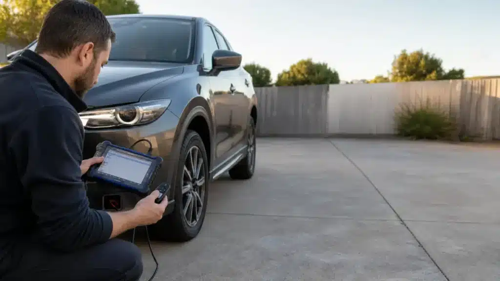 Programming a smart car key for a Mazda CX-5 with diagnostic equipment