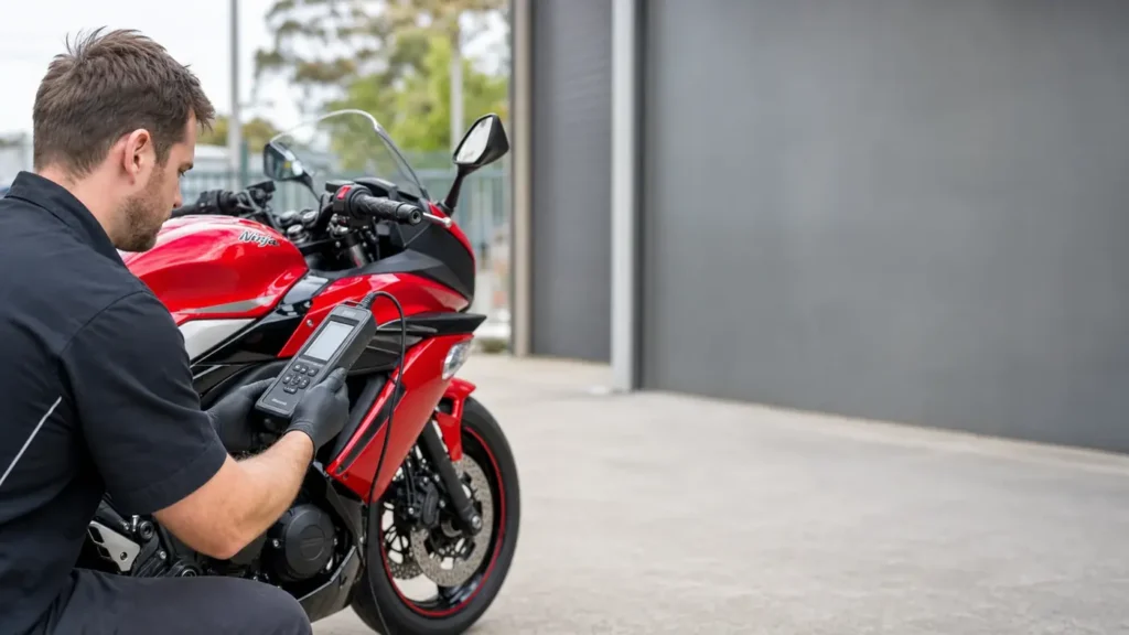 Motorcycle ignition diagnostics by a mobile auto and motorcycle locksmith in Werribee