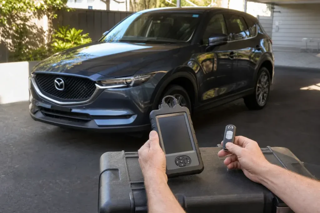 Smart key diagnostics being run on a vehicle immobiliser system