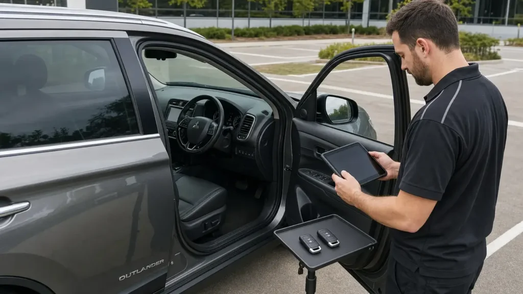 Smart key programming mitsubishi outlander by a mobile auto and motorcycle locksmith in Werribee
